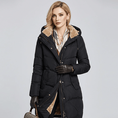 Parka Feminina Grossa com Pelúcia e Capuz