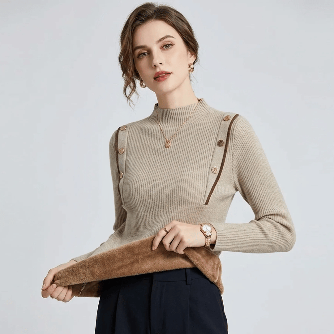 Suéter Feminino Peluciado Botões
