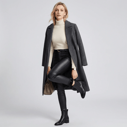 Calça Feminina de Couro Sintético Aveludada
