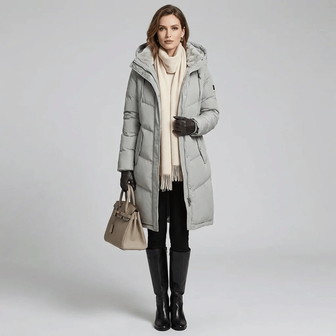 Parka Feminina Grossa com Pelúcia e Capuz