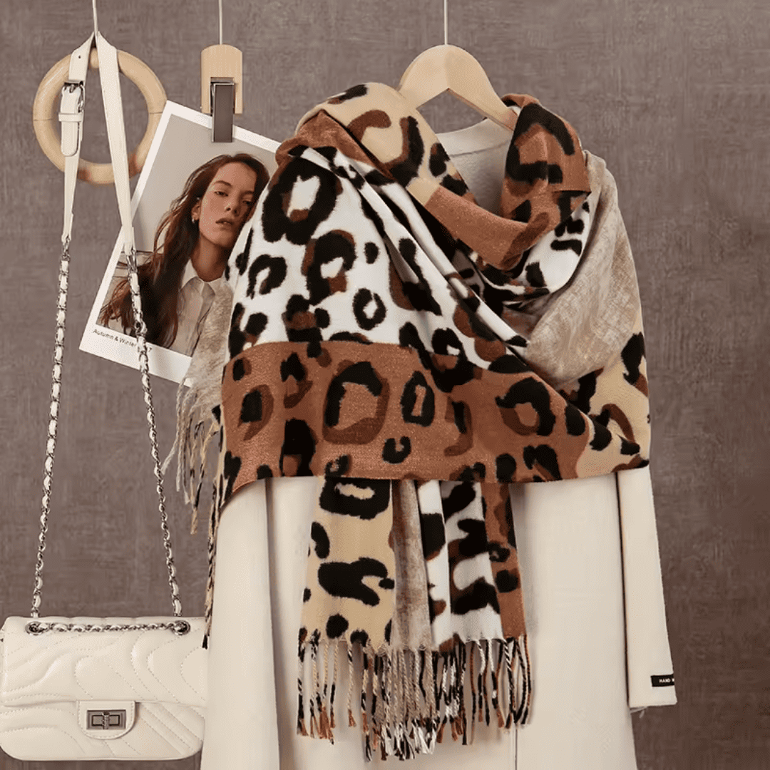 Xale Feminino em Cashmere Animal Print Colorido