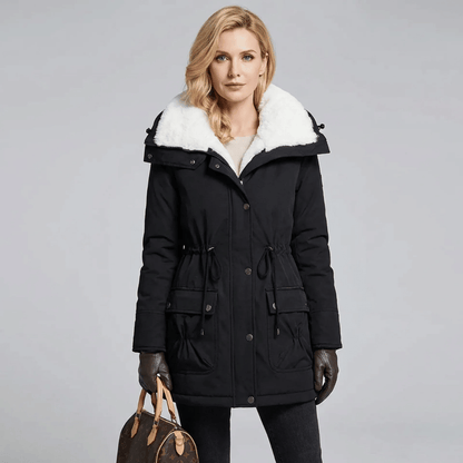 Parka Feminina Forrada com Pelúcia e Gola Alta