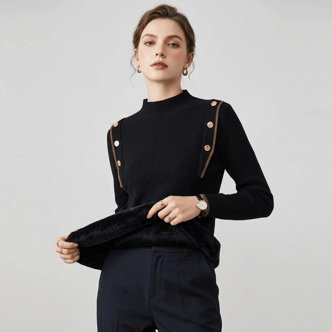Suéter Feminino Peluciado Botões