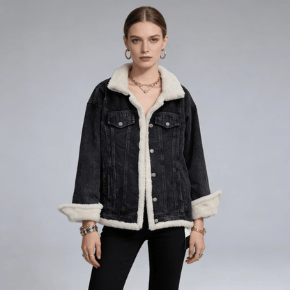 Jaqueta Feminina Jeans Peluciada