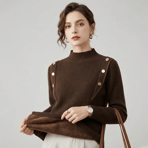 Suéter Feminino Peluciado Botões