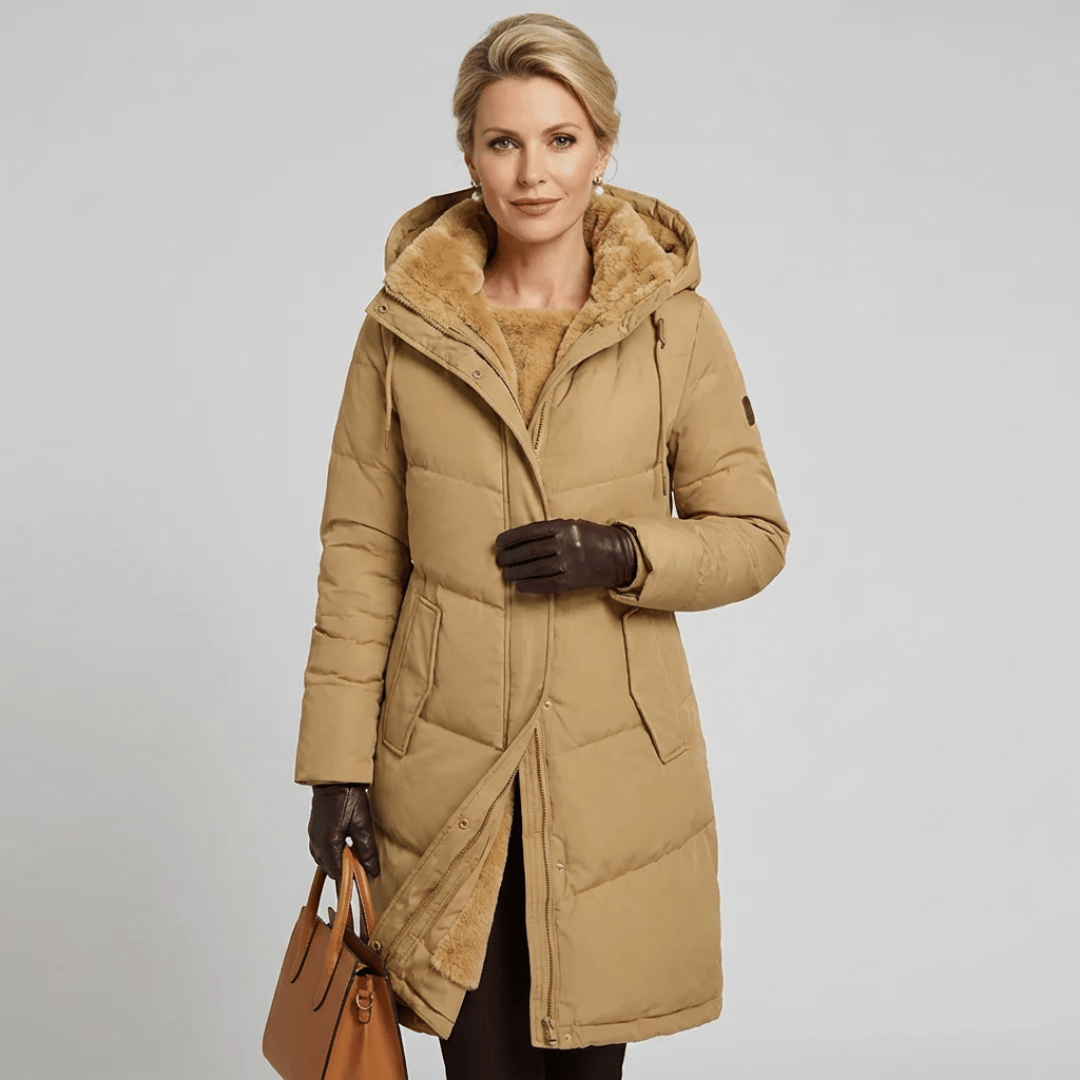 Parka Feminina Grossa com Pelúcia e Capuz