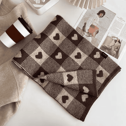 Cachecol Feminino Xadrez com Corações