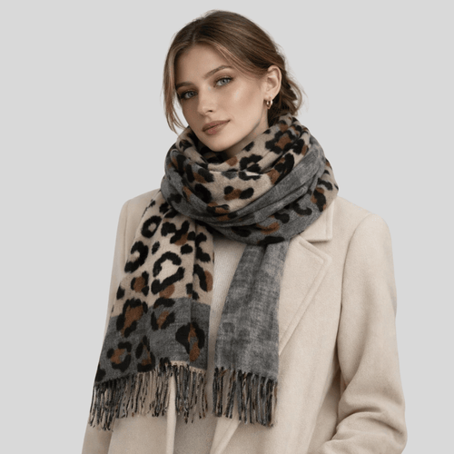 Xale Feminino em Cashmere Animal Print Colorido