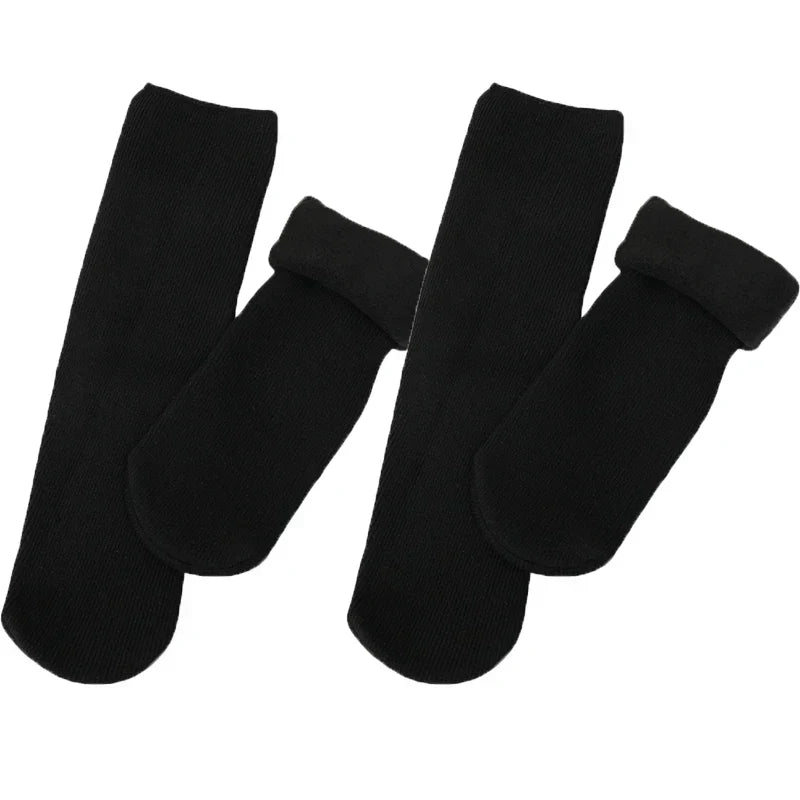 Meia Peluciada Feminina Térmica Canelada - 2 Pares de Meias