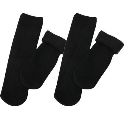 Meia Peluciada Feminina Térmica Canelada - 2 Pares de Meias