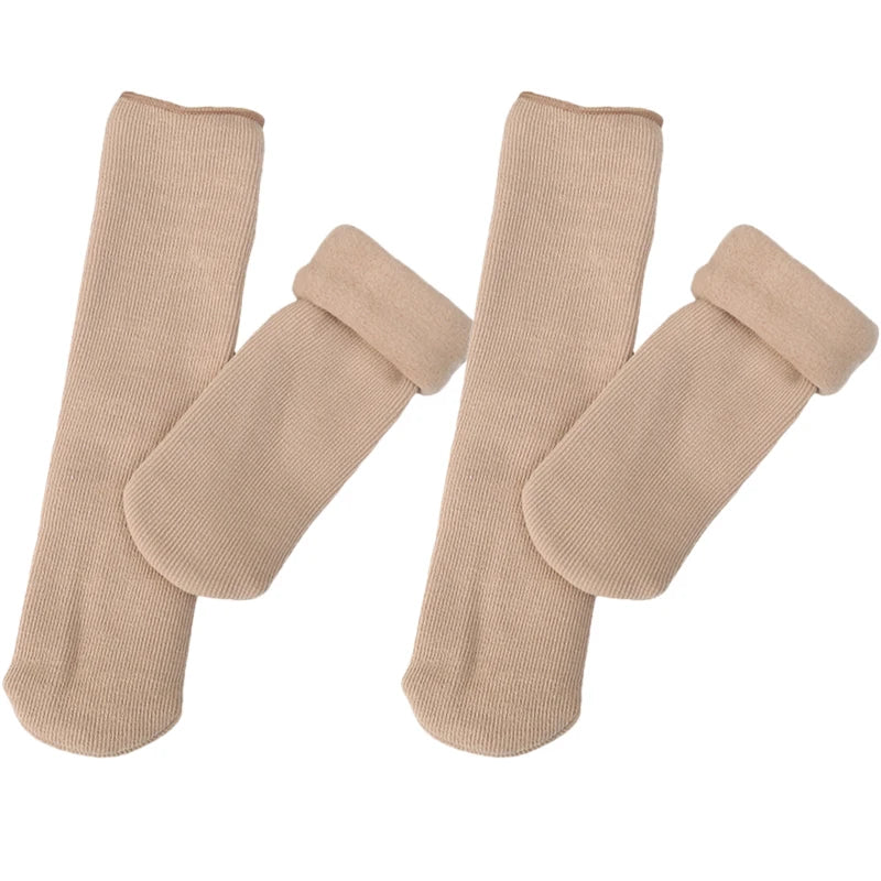 Meia Peluciada Feminina Térmica Canelada - 2 Pares de Meias