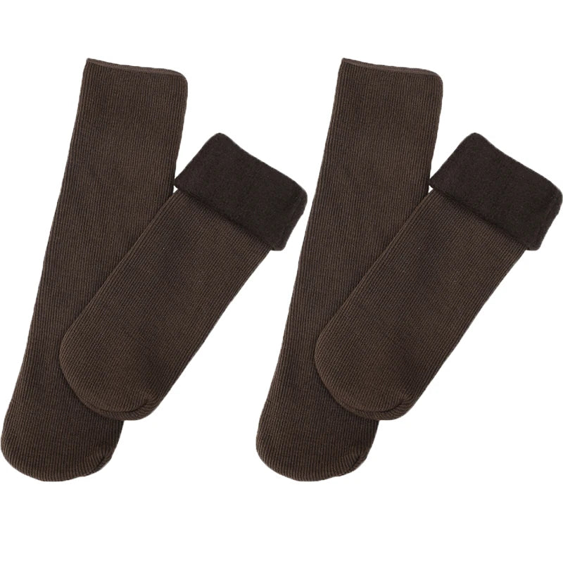 Meia Peluciada Feminina Térmica Canelada - 2 Pares de Meias